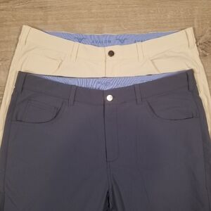 Avalon Golf Tour Pants Mens Size 36x32 Khaki Two Pair Blue & Beige NWOT